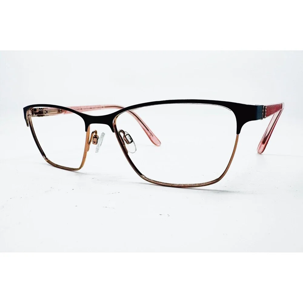 EasyClip Eyeglass Frames Womens Black Pink EC455 Glitter 53-16-135